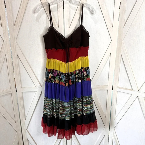 Vintage Moda International Silk Fiesta Midi Dress - Picture 1 of 6